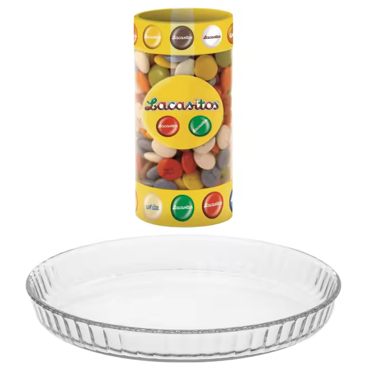 Pack repostería:Lacasitos Bote 225 G+Plato De Tarta De Vidrio 27 cm - 1