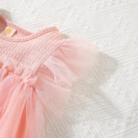 Vestido De Princesa Para Bebé Niña Verano Con Encaje Y Gran Lazo Vestido Sin Mangas Cuello Redondo Estilo Casual Polyester - details 6