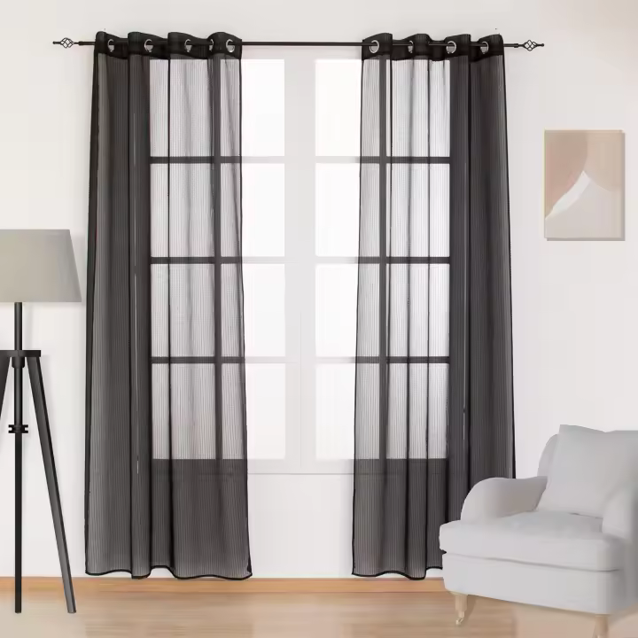 Shoppe house - Cortina Salón Dormitorio Translúcido Liso con Rayas - Visillo Transparente 140x260cm para Salón Dormitorio Sala de Estar - 1