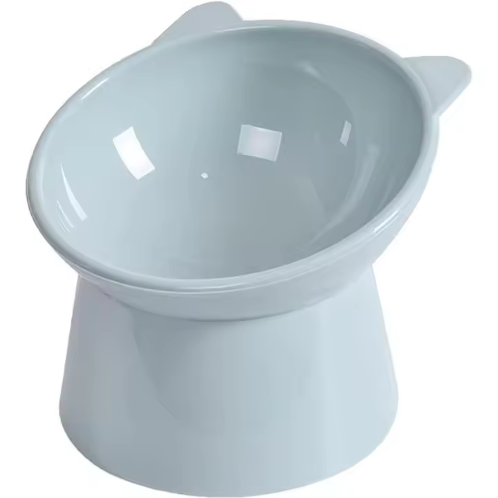 Comedero Elevado para Gatos, Comedero antivómito, Comedero y bebé con inclinación de 15 ° (Azul) - 1