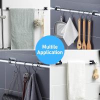 6 soportes para barra de cortina, autoadhesivos, ajustables sin clavos, fijación de pared (negro) - details 3