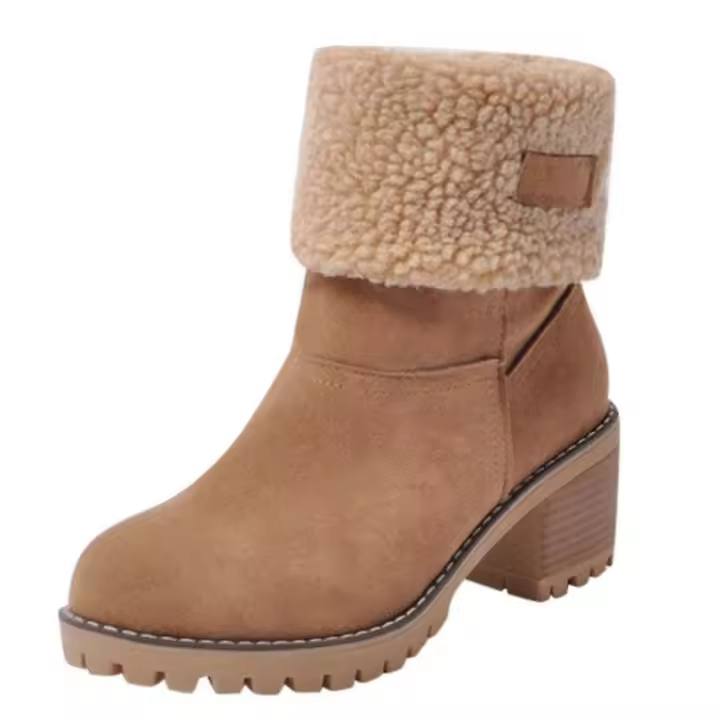 Botas de nieve de tobillo cálidas de piel cómoda de invierno para mujer - 1