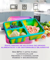 YverLand -  Fiambrera infantil plegable para niños y niñas. Lonchera para colegio y guardería. Lunch box para almuerzo o merienda. Tupperware escolar o para comida de trabajo - details 3