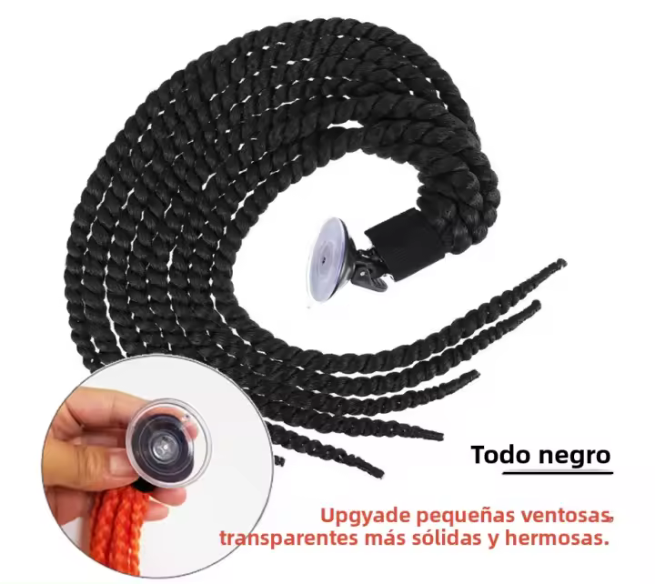 Peluca De Motociclista 24 Pulgadas Pigtails Ponytail Para Mujer Con Adhesivo Para Sombrero De Motocicleta Unisex - 1
