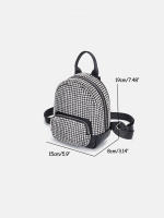 Mochila Mini Jiomay De Moda Para Mujer Lujo Diseñadora Ligera Cuero Sintético Con Decoración De Diamantes Cierre De Cremallera - details 1