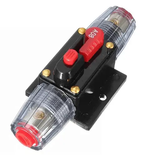 AUTOZOCO Portafusible de reinicio disyuntor de circuito de audio 80A 12V - porta fusible seguridad - portafusible directo batería - CAR AUDIO - AGU - 1