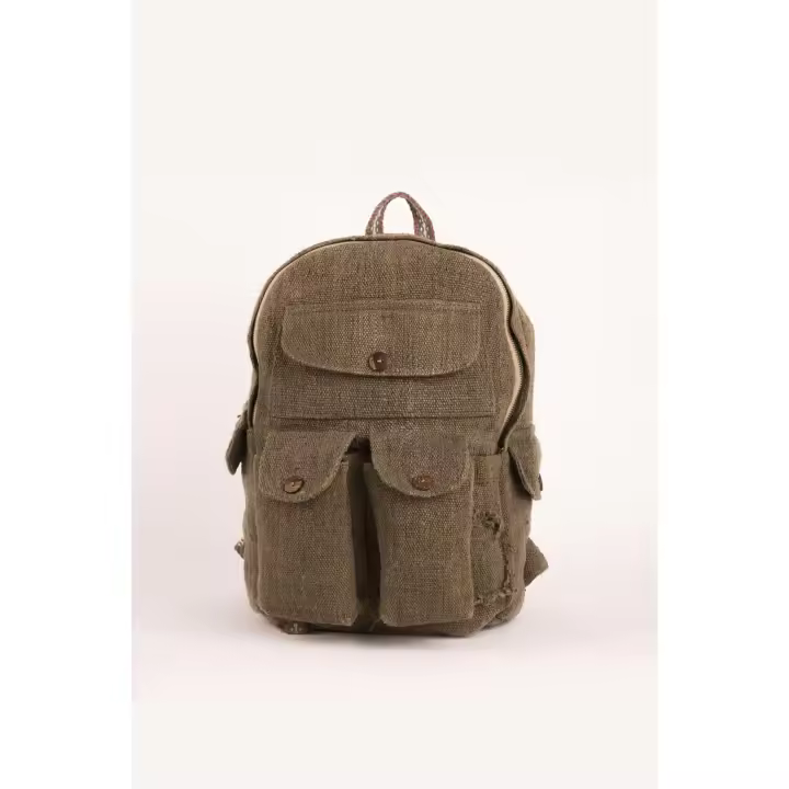 Hemper Mochila 100% Cáñamo Artesanal Multibolsillos Caqui - 1