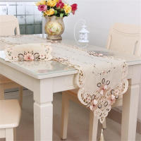 Mantel Rectangular Bordado De Flores Pastoral Con Huecos Para Mesa Tapete De Comedor Estilo Europeo Impermeable Y Resistente Al Aceite Tamaño 150*40cm/45*30cm - details 5