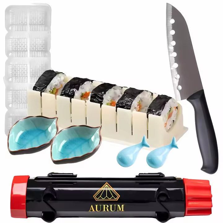 Aurum® Sushi Kit Deluxe, Vajillas Completas Kit Sushi, Arrocera Japonesa, Alga Nori, Arroz Sushi, Vinagre de Arroz, Esterilla Sushi, Regalos para la Casa, Vajilla Completa, Comida Japonesa Utensilios - 1