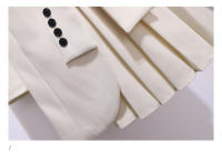 Vestido Traje Nueva 2024 Manga Larga Estilo Coreano En Caqui Blanco O Negro Con Cinturón Plisado Adecuado Para Invierno Ropa Caliente Para Mujer - details 18