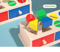 Caja De Monedas De Madera Montessori Para Niños Juguete Sensorial De Doble Cajón De Formas Y Colores Regalo Para Bebés Educativo Y Divertido - details 3