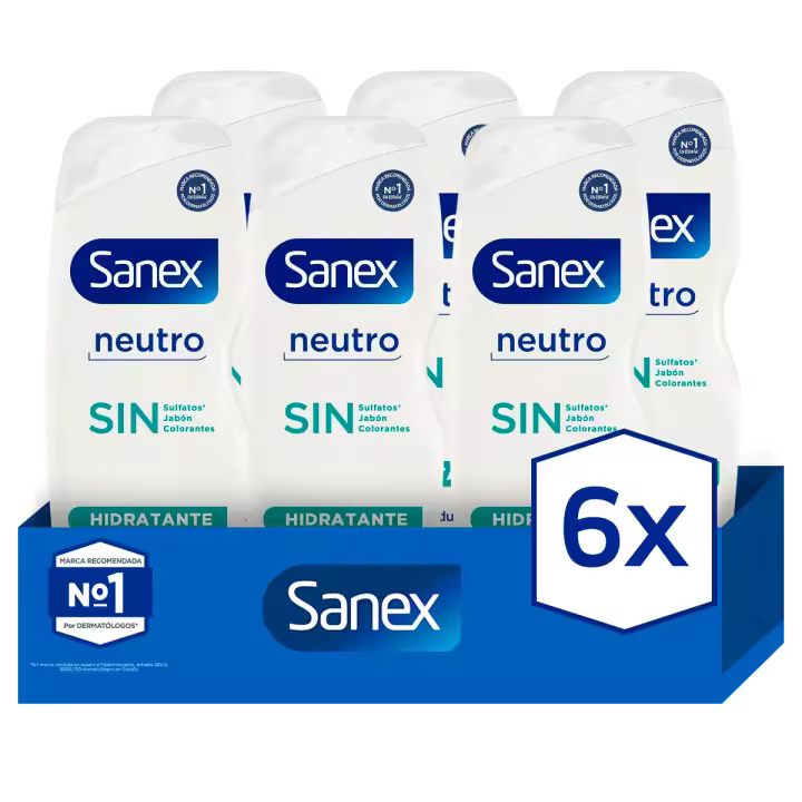 Gel de Ducha Sanex Neutro Hidratante todo tipo de piel 600 ml Pack de 6 - 1