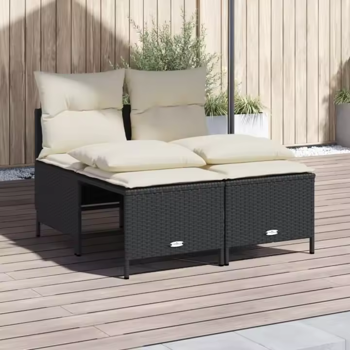 vidaXL Set de sofás de jardín 4 pzas y cojines ratán sintético en color Marrón/Beige/Gris claro y más | acolchados duraderos para sofás de jardín terraza exterior - 1