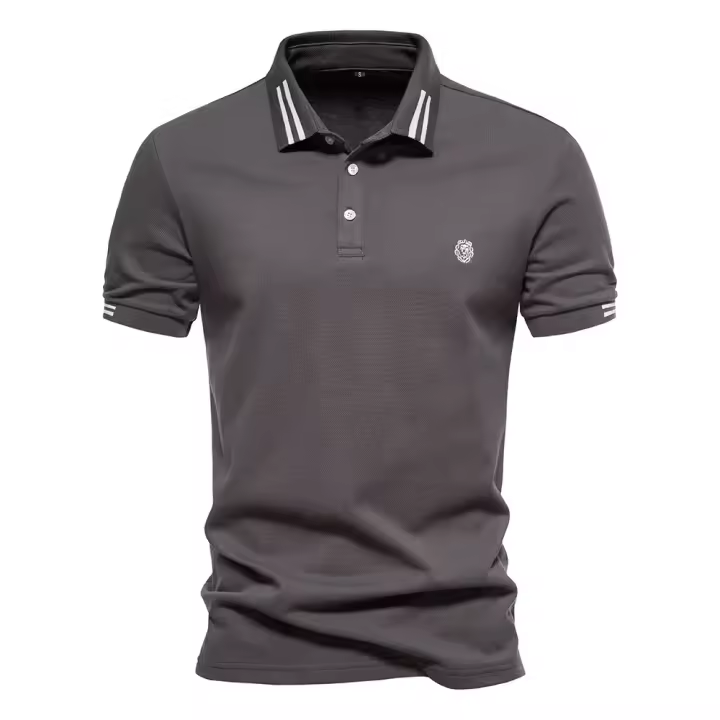 2024 verano nuevo estilo solapa tamaño europeo rayas decorativas algodón POLO camisa bordada casual hombres color sólido tops de manga corta - 1