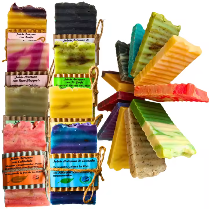 10 Jaboncitos Artesanales Variados de 55g. Pack Degustación de Jabones Naturales para Cara, Cuerpo, Piel grasa, seca, sensible... PumarShop Cinnia Natura. - 1