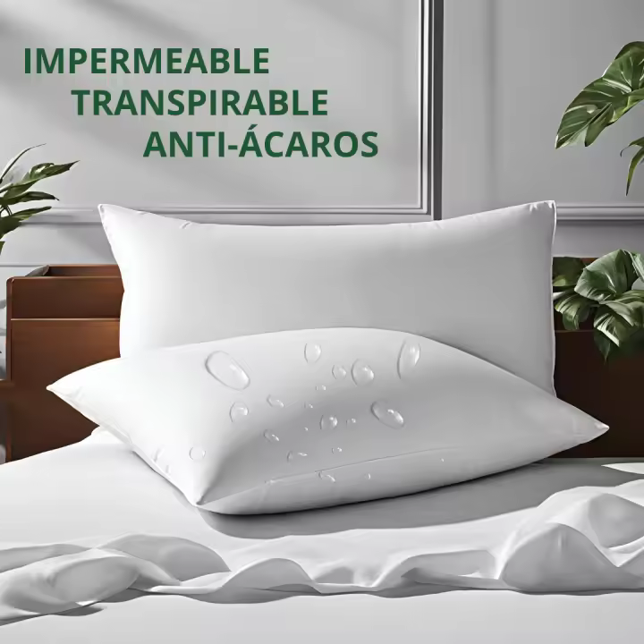 Funda de Almohada Impermeable Pack o 1 Unidad Algodón Suave | Protector de Almohada Transpirable, Anti-ácaros, Antibacteriano e Hipoalergénico - Cierre de Cremallera y Lavable a Máquina  - Quality Hogar - 1