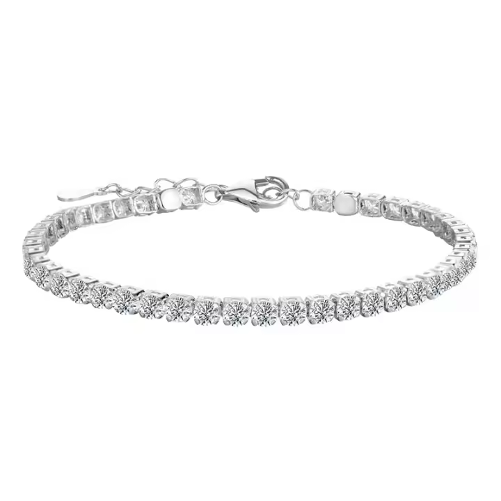 Pulsera De Tenis Ajustable En Plata De Ley 925 Con 4.4 Carrats De Moissanita Diseño De Moda Y Lujo Para Dama - 1