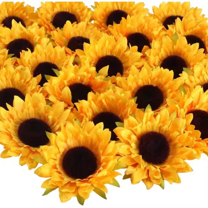 Girasoles de Seda Artificial 30 Piezas de 9cm Cabezas de Vaca de Plástico - 1