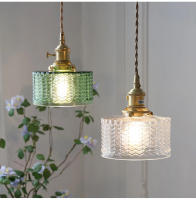 Lámpara Colgante De Vidrio Verde Vintage Con Interruptor Para Dormitorio Y Sala De Estar Iluminación Interior LED Nordic Copper Loft - details 3