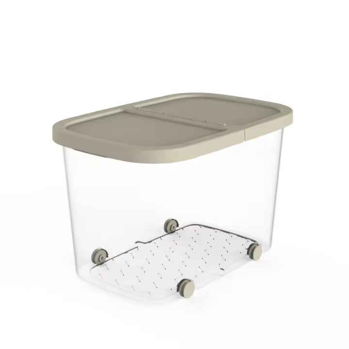 Caja de Almacenamiento Multiusos con Ruedas 59x39x38 cm 60L Beige - Plastiken - 1