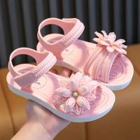 Sandalias De Tobillo Abierto Para Niñas Con Decoración De Flor En Color Sólido Transpirables Y Ligeras Para Uso Interior Exterior Playa - details 5