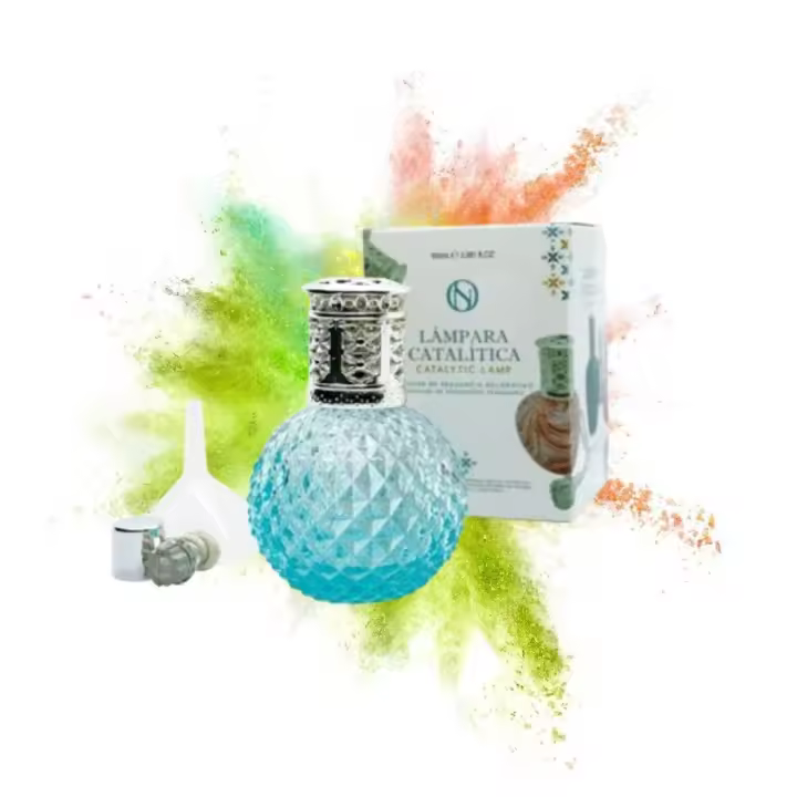 Lampara Catalitica Ambientadora del Hogar. Modelo Diamante Azul. 100ML- Macruma. - 1