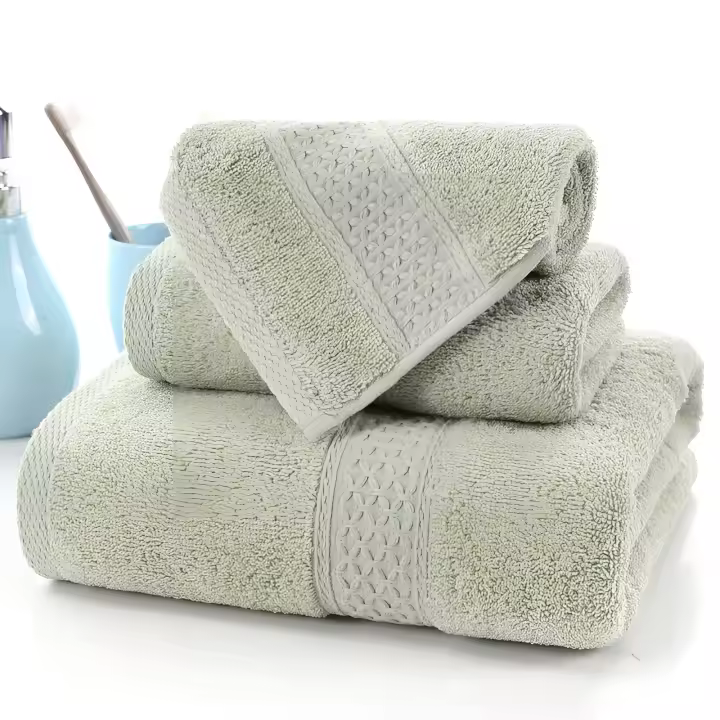 Juego de toallas de Algodón de lujo para el hogar, Set de 3 piezas, Ultra suave, highly absorbente, incluye 1 toalla de baño, 1 toalla de mano, 1 paño - 1