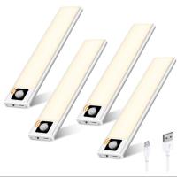 Iluminación LED para armarios, 36 LED con sensor de movimiento, 3000 K, blanco cálido, PIR, recargable, luces para armarios con batería, luz bajo mueble de cocina, inalámbrica. 20 cm. ( 4 Unidades ) - details 1
