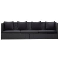 vidaXL Cama de jardín 200x60 cm ratán sintético Gris, Negro, Negro y blanco Sillas de Exterior Ideal para jardín, playa, piscina, terraza Tumbona Piscina Tumbonas Playa Tumbonas Jardín Exterior - details 3