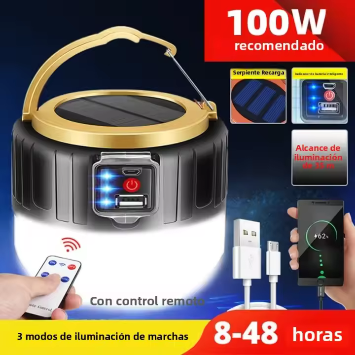 Lámpara De Camping LED Solar Impermeable Recargable Portátil Lanterna Luz De Emergencia Farol De Mercado Bombilla Ahorradora De Energía - 1
