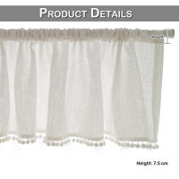 Cortinas De Lino Con Pompom Y Borlas Para Cocina Y Sala De Estar Cortinas Translúcidas Cortas Con Bolso Para Decoración Del Hogar - details 3