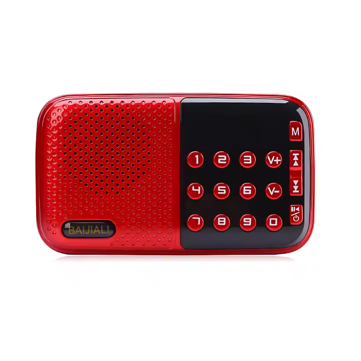 LIFA Radio FM digital pequeño con entradas USB y tarjeta SD, radio portátil recargable V8 - 1