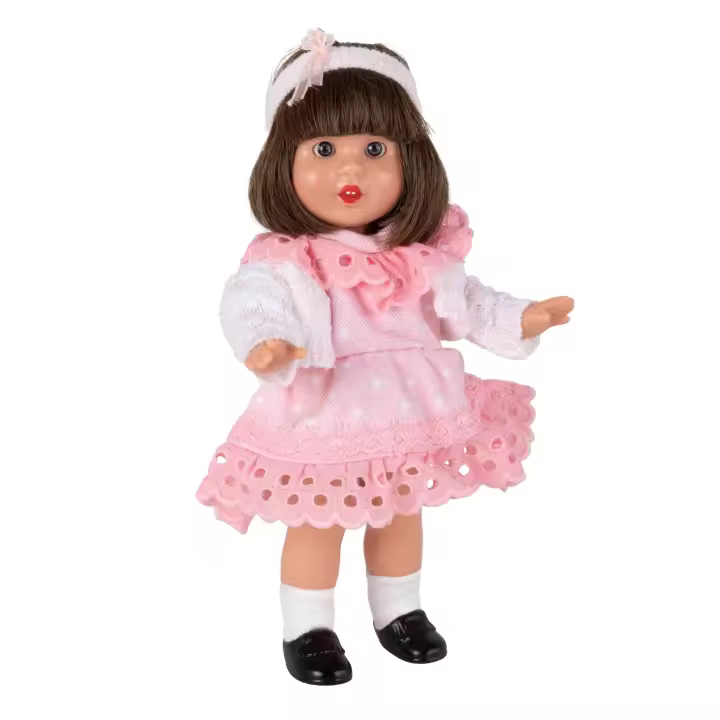 Mariquita Perez Muñeca Mariquita Pérez Mini - Vestido Rosa y Topos Blancos - 21cm - 1
