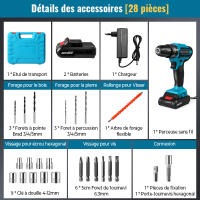 28V Cordless Impact Drill High Power Rechargeable Electric Screwdriver Electric Hammer Drill Power Tools With 2 batteries - details 4