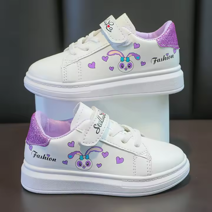 Zapatos Disney Para Niñas Blancos Antideslizantes Con Suela Gruesa StellaLou Tallas 26-37 Cuero PU Transpirables Para Todas Las Estaciones - 1