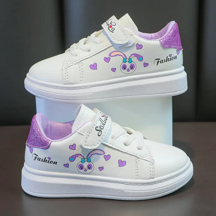 Zapatos Disney Para Niñas Blancos Antideslizantes Con Suela Gruesa StellaLou Tallas 26-37 Cuero PU Transpirables Para Todas Las Estaciones - 1