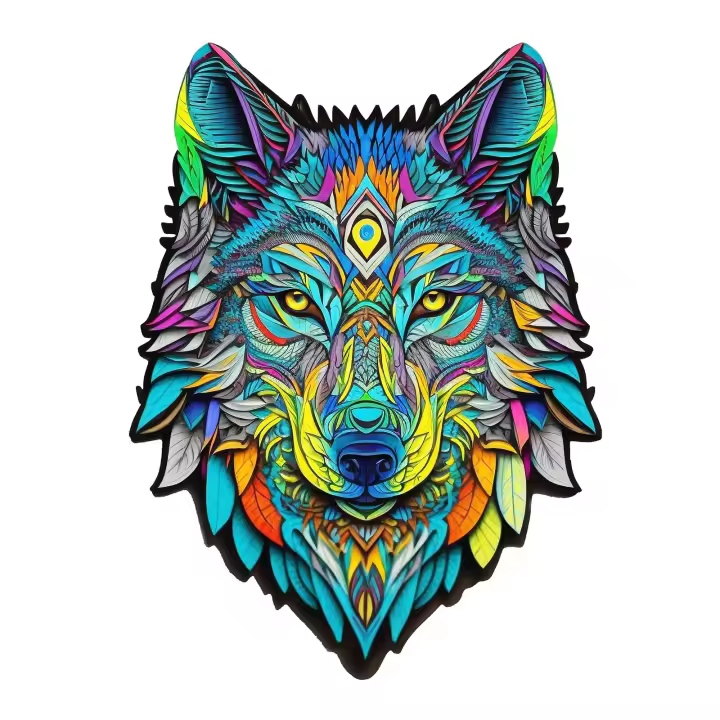 Puzzle De Madera Con Patrón De Lobo Único Juguetes Educativos Para Adultos Y Niños Manualidades DIY Regalos Para Fiestas - 1