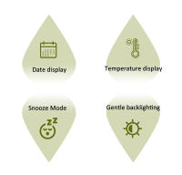 Reloj De Despertar De Madera Con Pantalla LED Y Función Snooze Mostrador Para Dormitorio Con Mostrador De Temperatura Y Fecha - details 1
