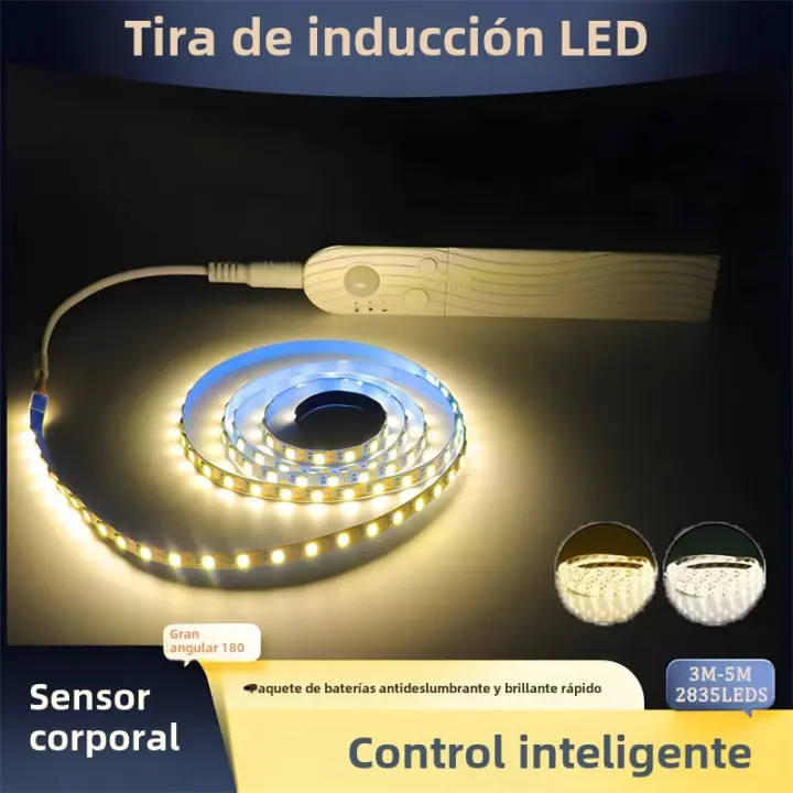 Tira De Luz LED Con Sensor De Movimiento 1M-5M Para Armario Cama Escalera Iluminación De Gabinete Operada Por Batería - 1