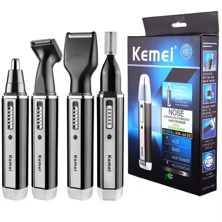 Kemei 4 En 1 Afeitadora Eléctrica Para Hombres Recargable Afeitadora De Nariz Y Orejas Cepillo De Barba Limpiador De Nariz Y Orejas Set De Aseo - 1