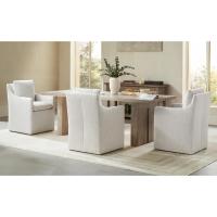 Sillón de comedor tapizado Stone & Beam Vivianne con ruedas - Silla de comedor moderna - Reposabrazos - Lino de alta calidad - Diseño versátil - Certificado Título VI EPA - Comodidad de felpa - Móvil y estable - Dimensiones: 70.6 x 61.5 x - details 1