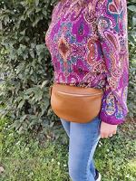 Rinoneras Mujer, Bolso de cuero para Mujer, Bolso de Mujer elegant, riñonera con Correa para el hombro, cinturón ajustable, Cuero genuine Made in Italy, Modelo EASY (L Leather) - details 0