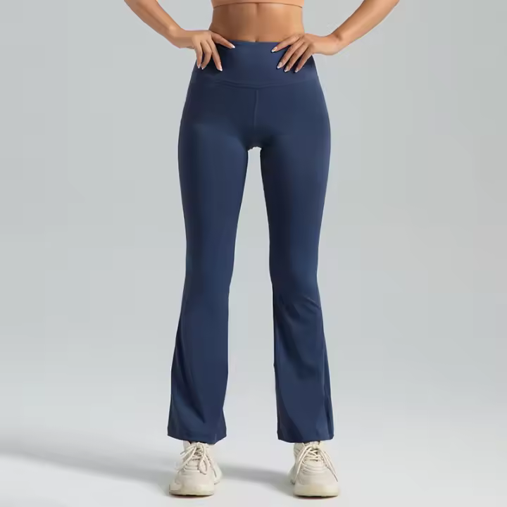 MOV-Pantalones acampanados de yoga con cintura alta y levantamiento de glúteos, medias deportivas transpirables sin costuras para fitness nude - 1