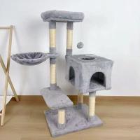 Árbol Rascador para Gatos, Torre de Juegos con Casa y Plataformas, 108x40x30 cm, Gris - details 0