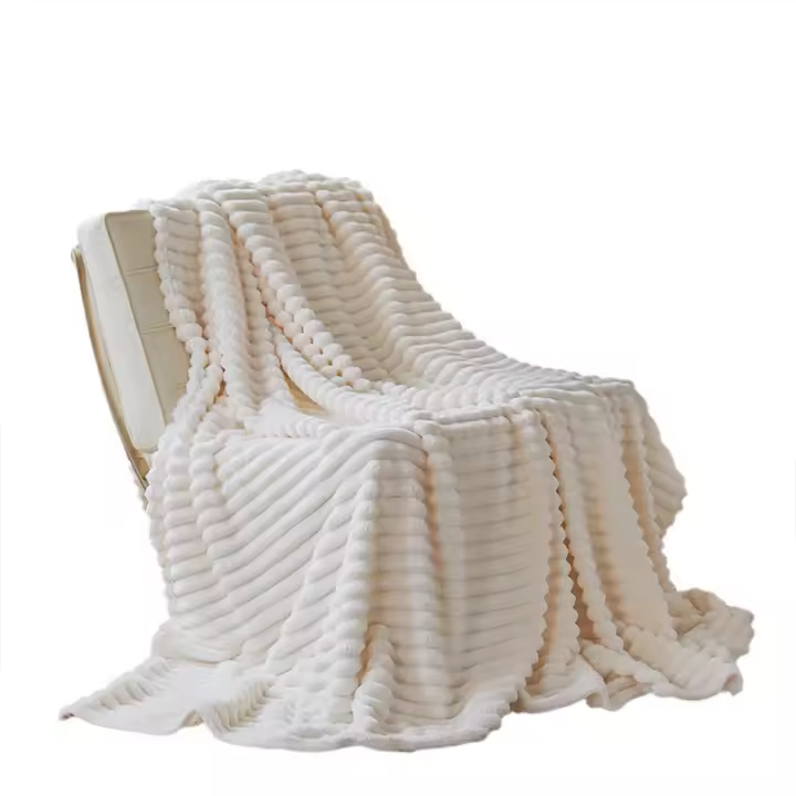 Manta Gruesa De Color Sólido Con Rayas Anchas Manta Suave Y Cálida Para Sofa Y Cama Cubierta De Tela Decorativa Para Dormitorio En Casa Estilo Geométrico - 1