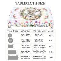 Mantel Redondo De Pascua Con Estampado De Tulipanes Conejitos Y Huevo En 5 Tamaños Disponibles Decoración De Jardín De Primavera Para Uso Diario En Cocina Terraza - details 5