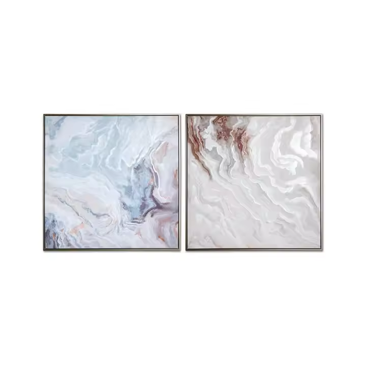 Juego de 2 Cuadros Decorativos 80*80*3.5 Mineral Gris y Verde - 1