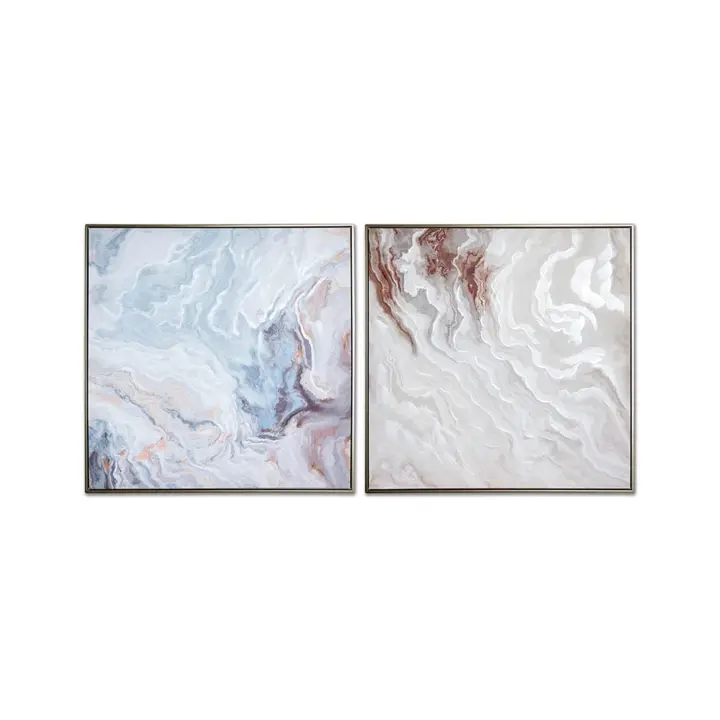 Juego de 2 Cuadros Decorativos 80*80*3.5 Mineral Gris y Verde - 1