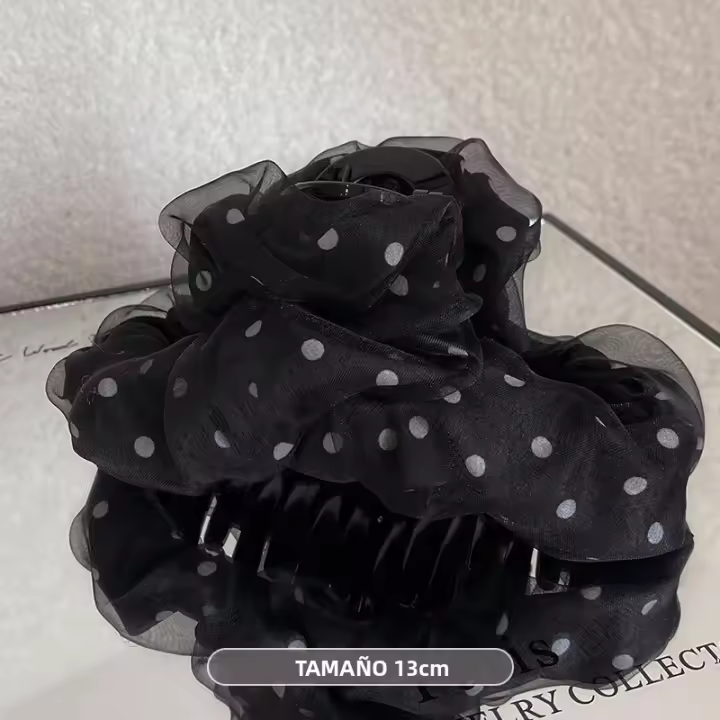Pinza De Cabello Para Mujer Estilo Coreano De Alta Gama Con Red Y Puntos De Onda Clip De Tiburón Tejido Accesorio De Moda Para El Exterior - 1