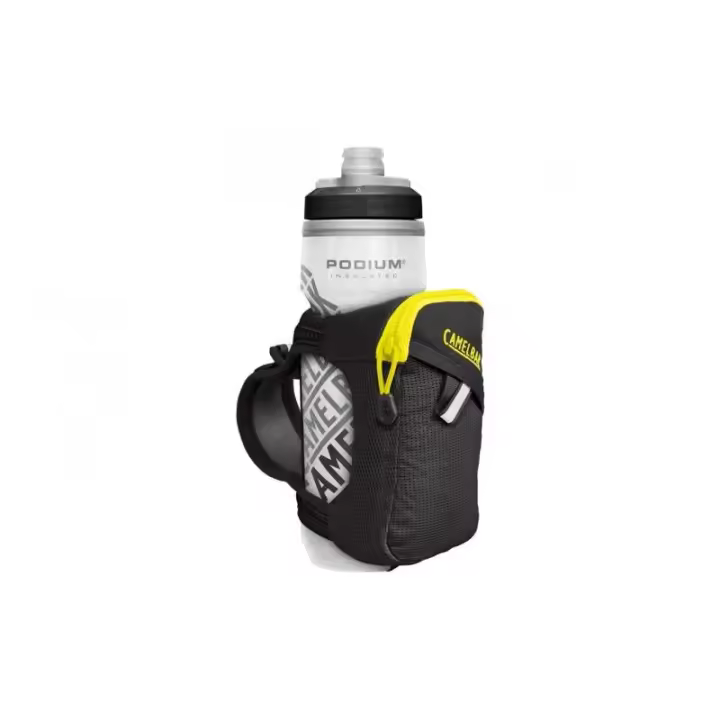 CAMELBAK - Portabidón Quick Grip Chill Aislado para Ciclismo y Running con Tecnología Jet Valve™ y Trutaste™, Mantiene el Agua Fría el Doble de Tiempo, Bolsillo Seguro para Teléfono y Reflectividad, Unisex - 1